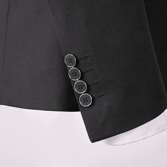 Tuxedo Suit | Black & Burgundy | 3 Piece | Size Large - Picture 6 of 7